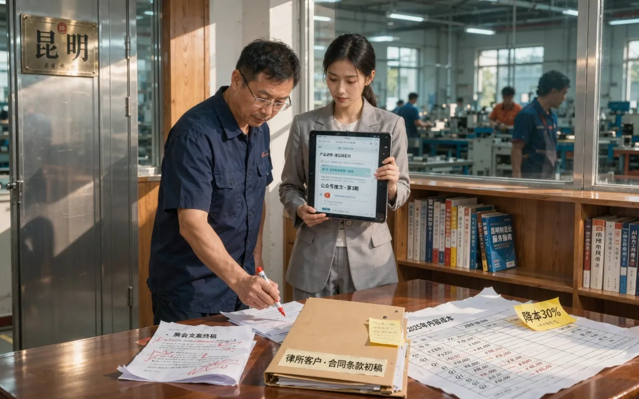 昆明AI 文案生成多少钱？2026 企业降本30%案例 - 内配图